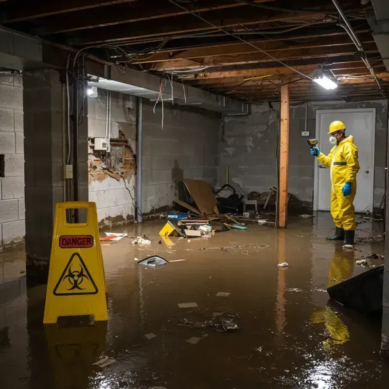 Flooded Basement Electrical Hazard in Trent Woods, NC Property